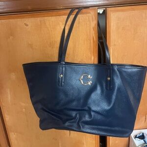 C. WONDER LEATHER DARK BKUE TOTE BAG